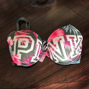 VS Pink 32D Bra. Hibiscus Print.
